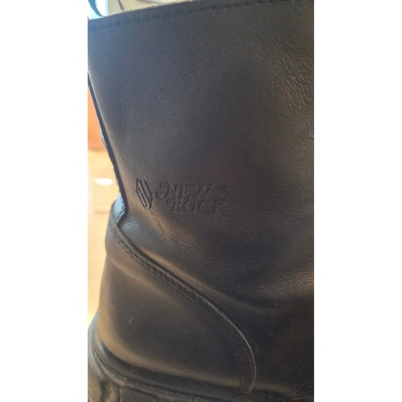 NEW ROCK Mens Black Leather Platform Combat Boots Size 45 Made in Spain - Picture 8 of 10